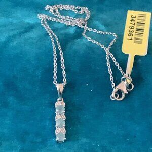 Sterling silver necklace - pendant made with Swarovski crystals 22in